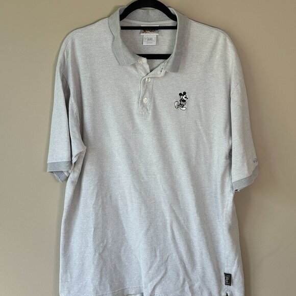 Disney Other - Walt Disney World Short Sleeve Polo Shirt Casual Gray Mickey Mouse Logo Men's L